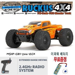 배터리무료증정-이벤트 [1/18 러커스 몬스터트럭] 1/18 Ruckus 4WD Monster Truck---오렌지+노랑색 버전(충전기 미포함)